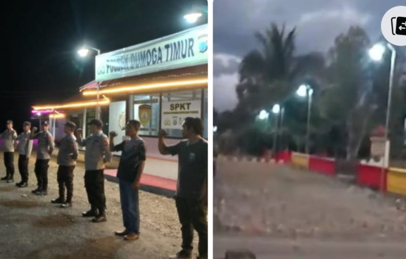 Polsek Dumoga Timur, kini telah di pasangi 12 titik lampu penerangan//Foto: Istimewa.
